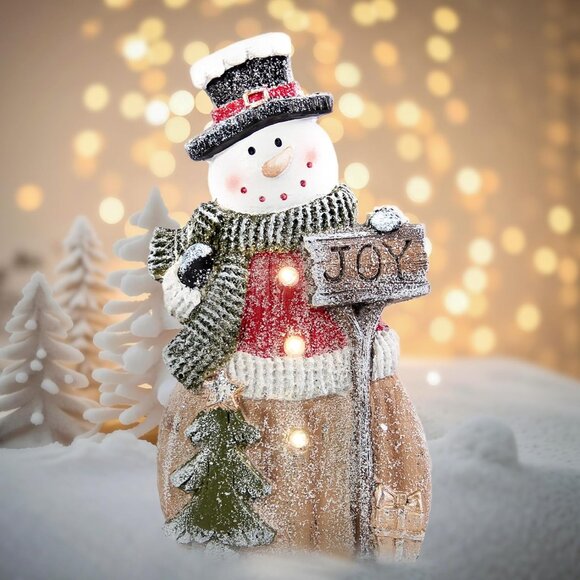 Snowman Statue with LED Lights for Christmas Decoration, Holiday Decor - Picture 4 of 7